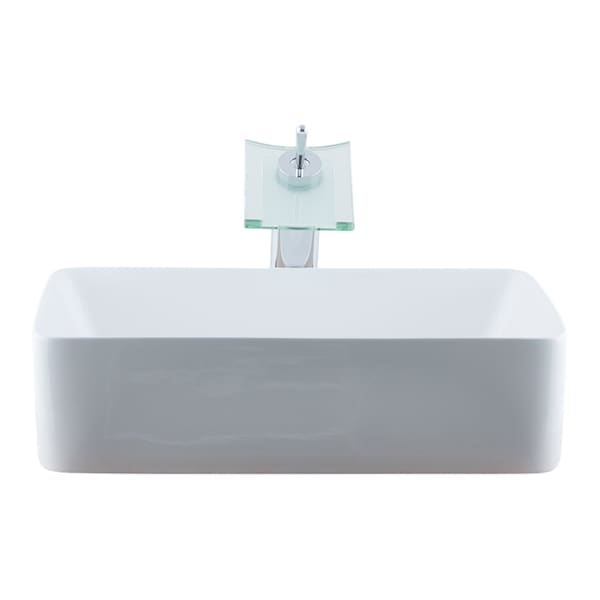 Novatto Porcelain Vessel Sink Combo with Chrome Faucet, Drain and Sealer NSFC-01321011CH - main